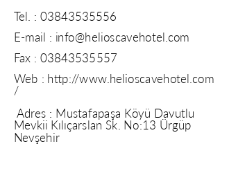 Helios Cave Hotel iletiim bilgileri